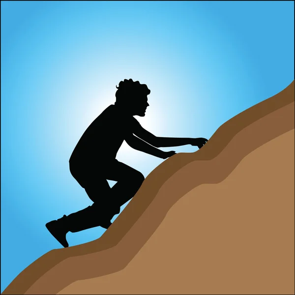 Мальчик, поднимающийся на гору — стоковый вектор