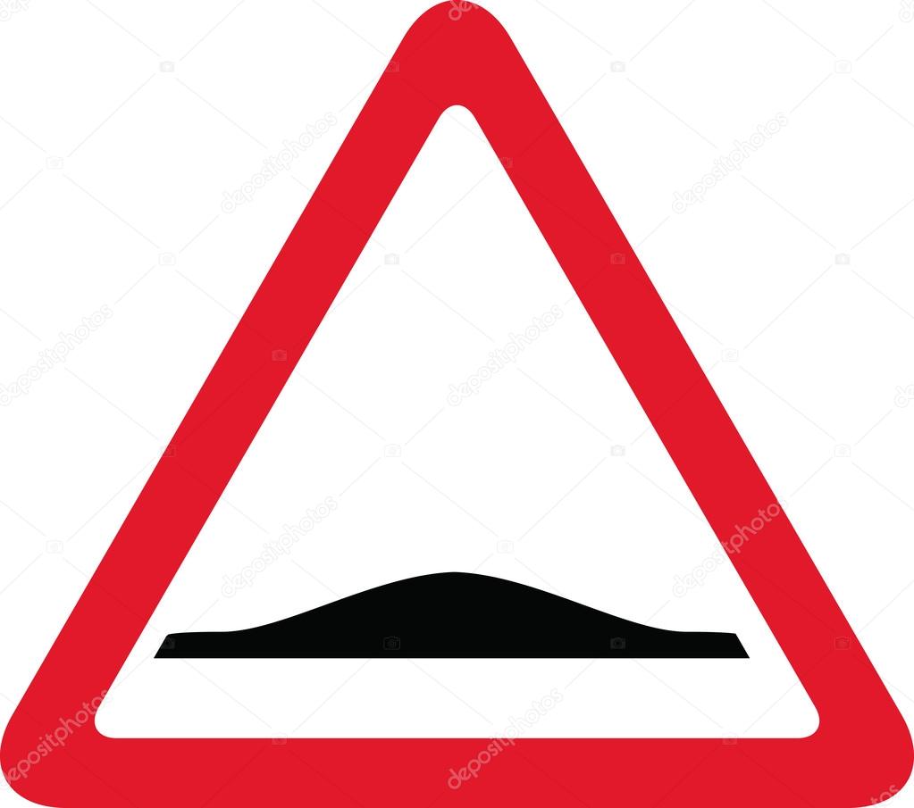 speed bump road red triangle sign