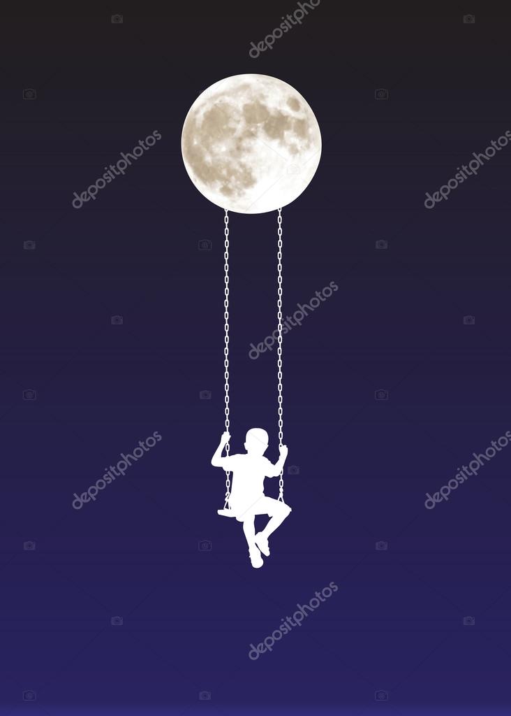 Boy On A Swing At Moonlight Stock Vector Image By C Renatas76 Boy On A Swing At Moonlight Stock Vector Image By C Renatas76