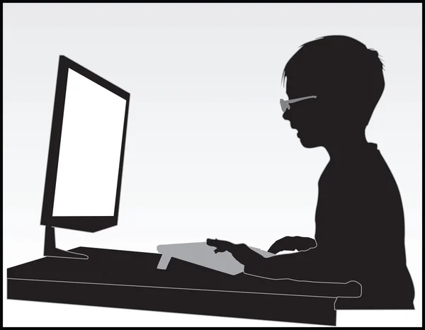 Child working on PC — Stock Vector