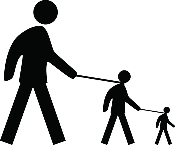 Man holding another man on leash — Stock Vector