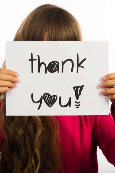 Child holding Thank You sign — Stock Photo, Image
