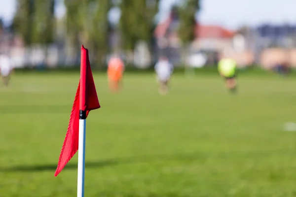 Amatör futbol maçı oynarken bulanık futbolcular — Stok fotoğraf