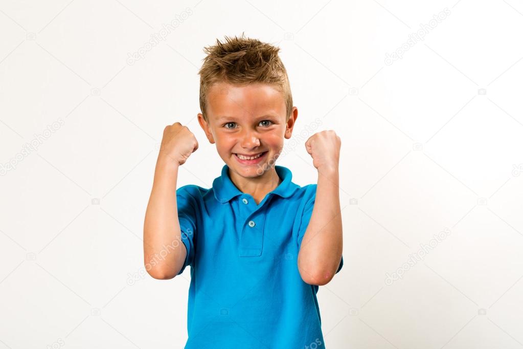 Boy celebrating success