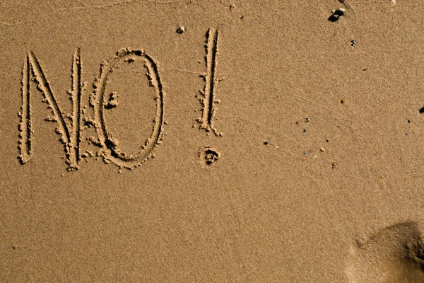 Geen geschreven in het zand — Stockfoto