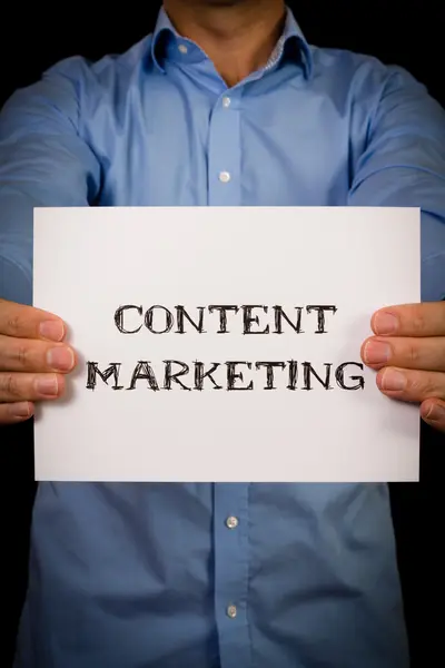 Man with Content Marketing sign — Stock Photo, Image