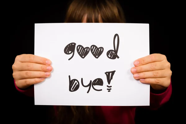 Child holding Good Bye sign — Stock Photo, Image