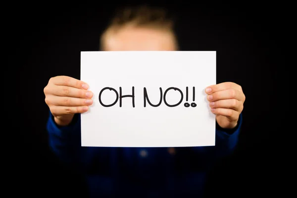 Child holding Oh No  sign — Stock Photo, Image