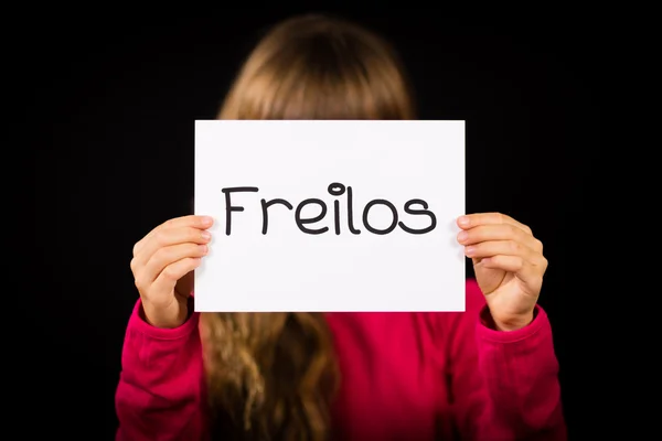 Almanca kelime Freilos - bkz: Sen sonra işaretiyle tutan çocuk — Stok fotoğraf
