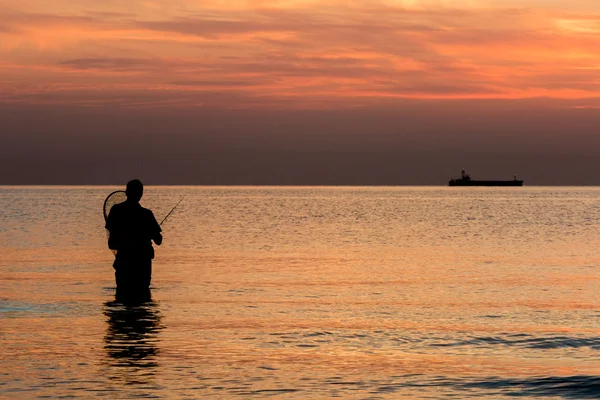 Rybolov při západu slunce — Stock fotografie