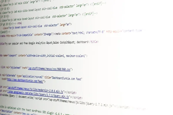 Kod HTML na monitorze komputera — Zdjęcie stockowe