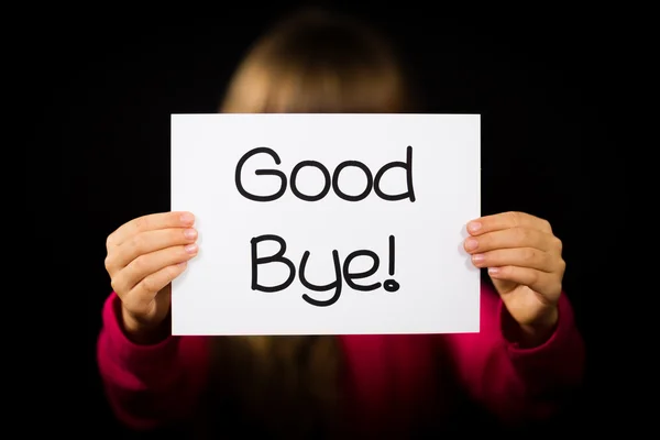 Child holding Good Bye sign — Stock Photo, Image