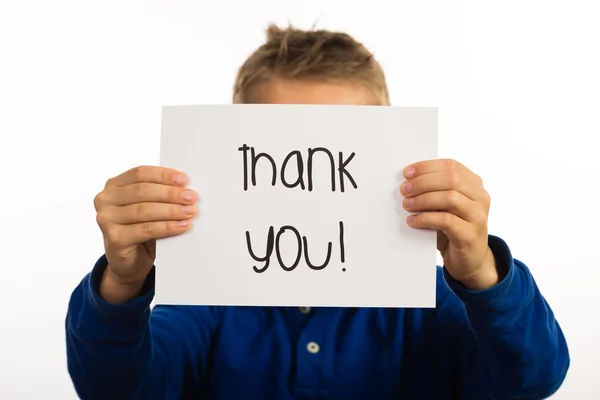 Child holding Thank You sign — Stock Photo, Image