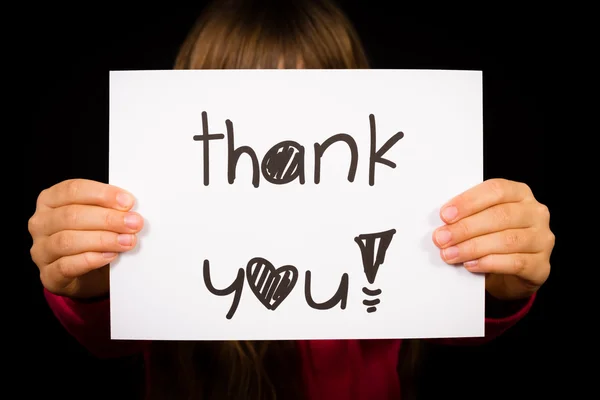 Child holding Thank You sign — Stock Photo, Image