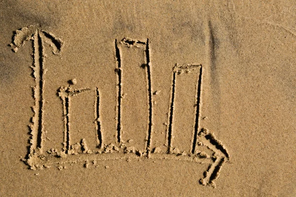 Gráfico de barras desenhado na areia — Fotografia de Stock