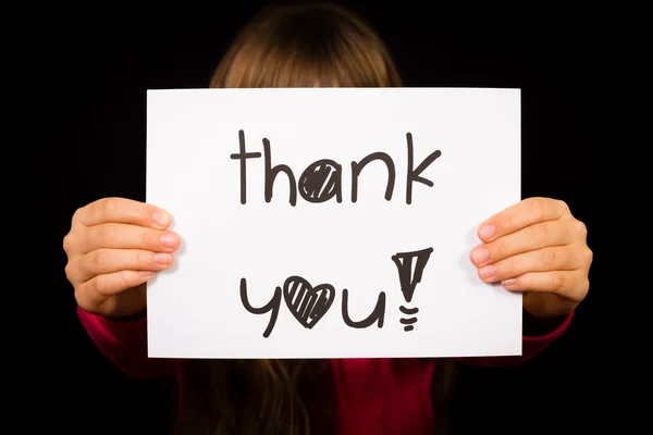 Child holding Thank You sign — Stock Photo, Image