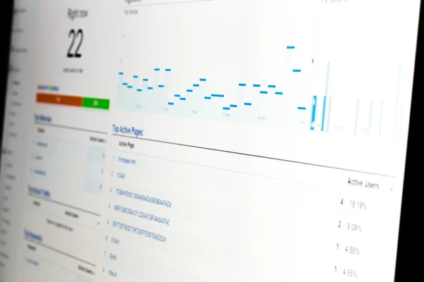 Web analytics gegevens op computermonitor — Stockfoto