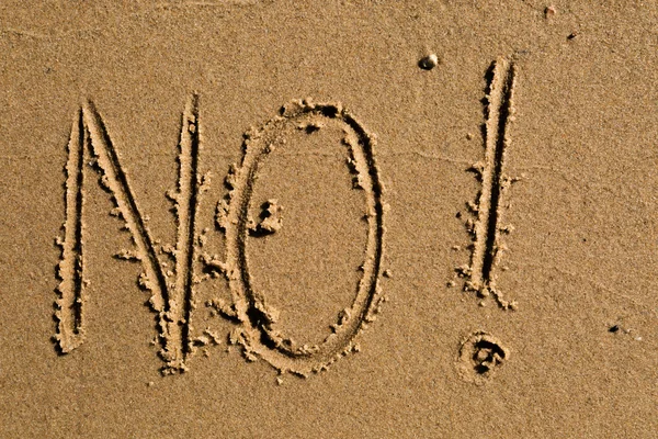 Geen geschreven in het zand — Stockfoto