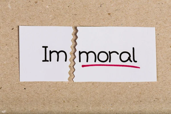 도덕적으로 부 도덕 한 단어로 표시 설정 — 스톡 사진