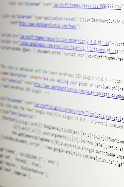 Kod HTML na monitorze komputera — Zdjęcie stockowe