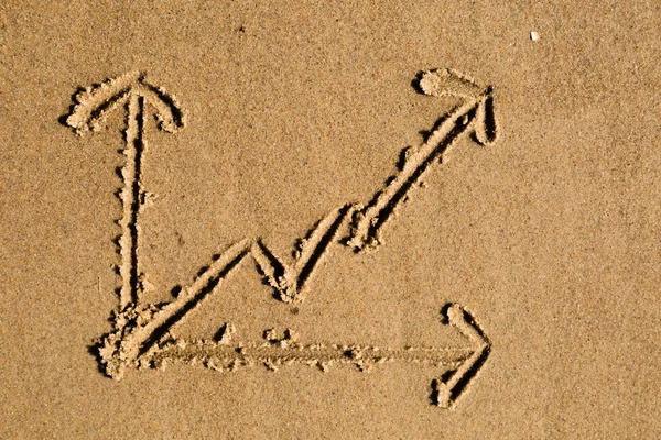 Spojnicový graf v písku — Stock fotografie