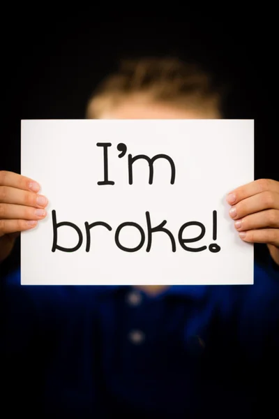 Person holding I am broke sign — Stock Photo, Image