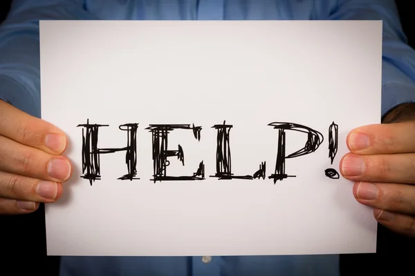 Man with Help sign — Stock Photo, Image