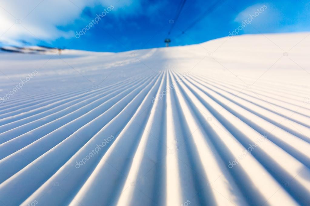 Groomed ski piste