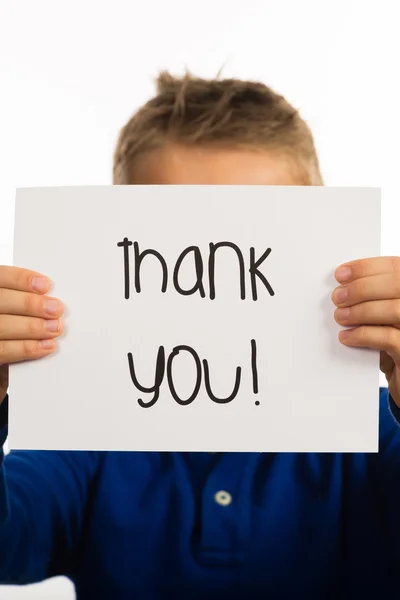 Child holding Thank You sign — Stock Photo, Image