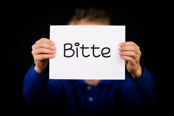 Kind bedrijf teken met Duitse woord Bitte - Please — Stockfoto