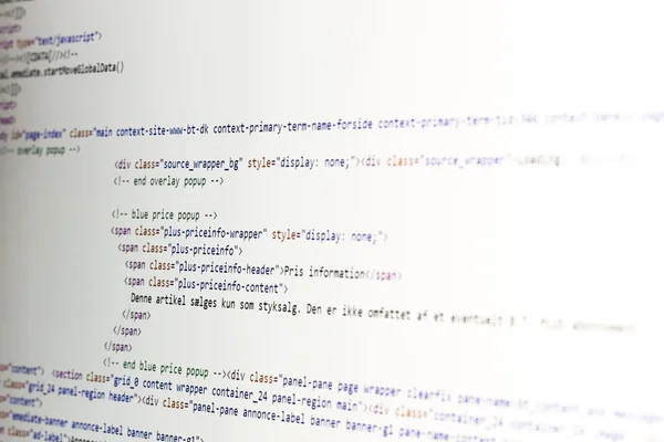 Kod HTML na monitorze komputera — Zdjęcie stockowe