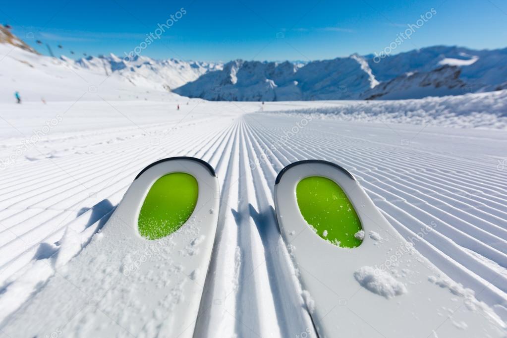 Ski tips on ski piste