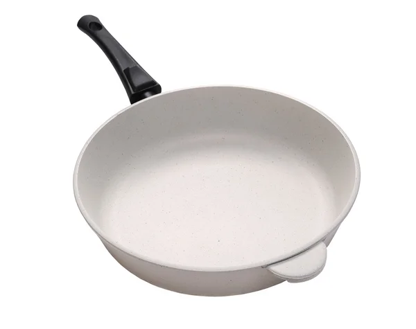 Белая сковородка с керамическим покрытием — стоковое фото
