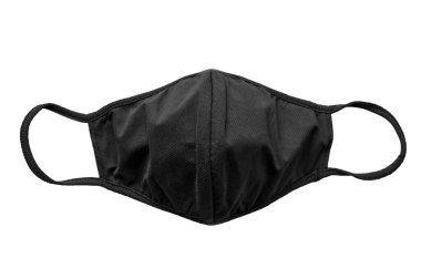 Beyaz arka planda siyah koruyucu yüz maskesi, yüzeysel keskinlik.