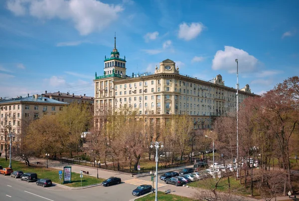 Edificio Residencial Con Una Torre Frunzenskaya Embankment Construido 1950 1953 — Foto de Stock