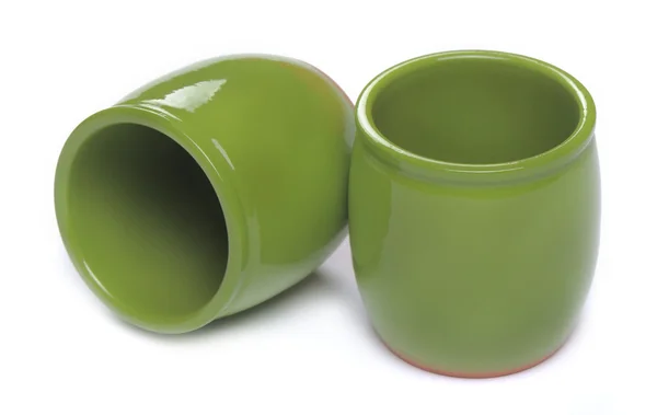 Two green ceramic jars — Stock Photo, Image