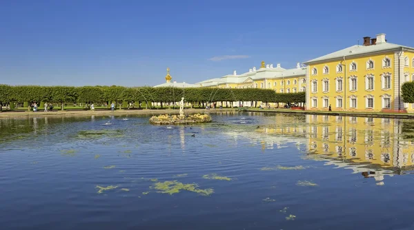 Peterhof, Upper Park, fontein van Apollo vóór de grote Catharinapaleis — Stockfoto