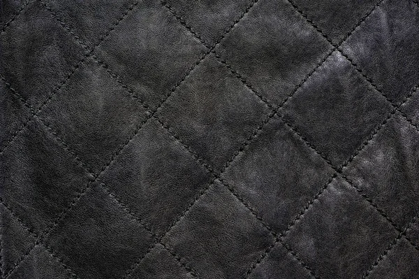 Gray natural leather stitched diagonally — Stock Photo, Image