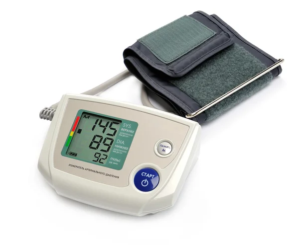 Tonometer - Monitor digital de pressão arterial sobre fundo branco Fotos De Bancos De Imagens