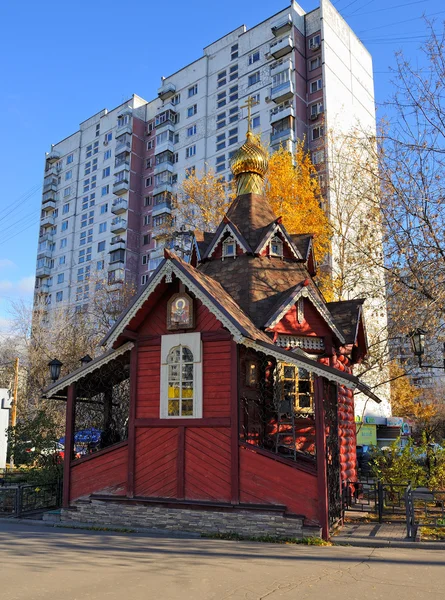 Drewniana kapliczka Świętego Mikołaja w Moskwie — Zdjęcie stockowe