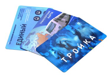 Moskova, Rusya - 13 Şubat 2015: Moskova manyetik seyahat toplu taşıma biletleri ile sabit maliyet, portre, sığ Dof