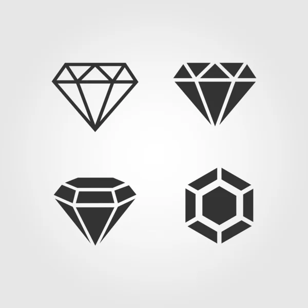 Diamond  icons set, flat design — Stock Vector