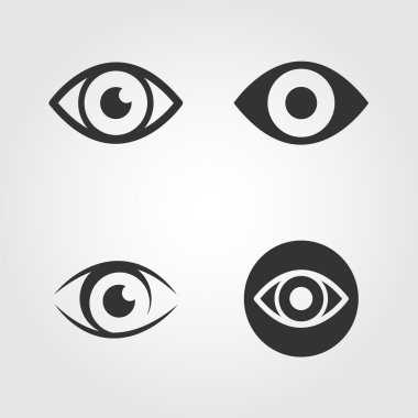 Eye icons set, flat design clipart