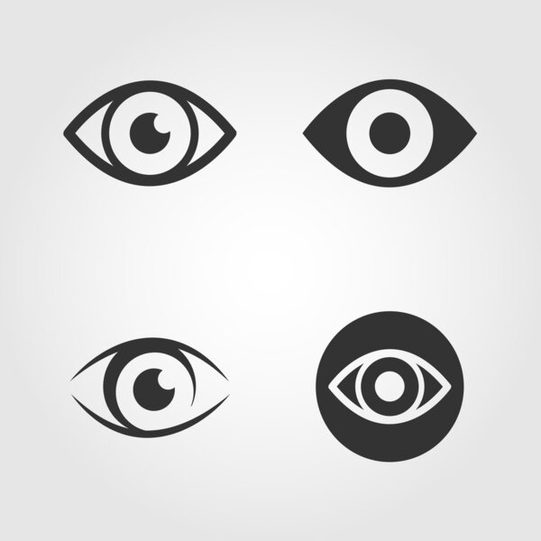 Eye icons set, flat design