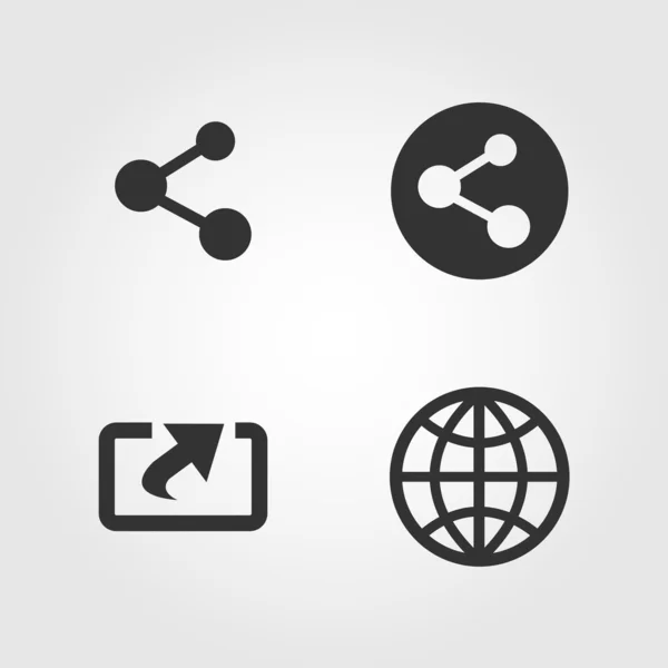Condividi set icone, design piatto — Vettoriale Stock