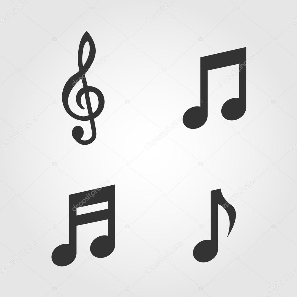 Music notes icons set, flat design