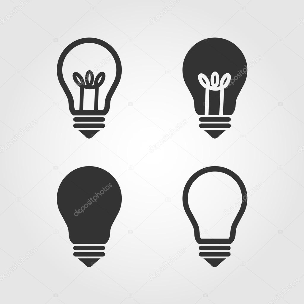 Light bulb icons set, flat design