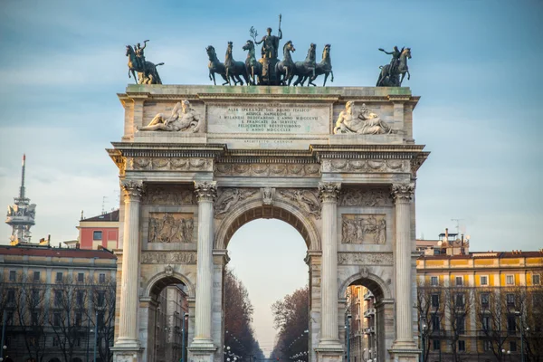 Arch of Peace in Sempione Park, Milan, Lombardy, Italy — Stock Photo, Image