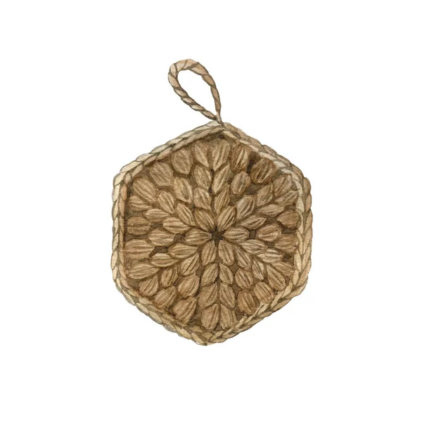 Lavage Réutilisable Jute Tricoté Isolé Sur Fond Blanc Accessoires Cuisine — Photo