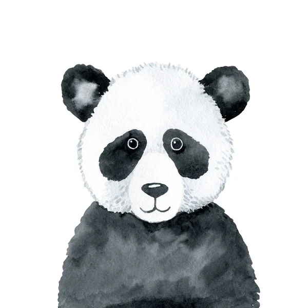 Панда Акварель Белом Фоне Ручной Рисунок Медвежонка Панды Вид Спереди — стоковое фото